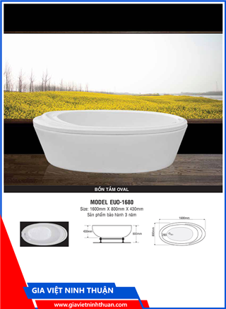 Bồn tắm Oval EUO 1680